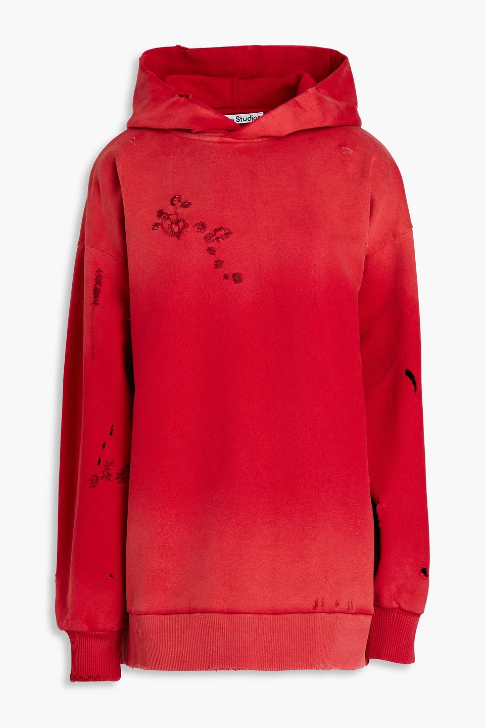 Acne Studios Fikka Distressed Embroidered Sun Faded Hoodie