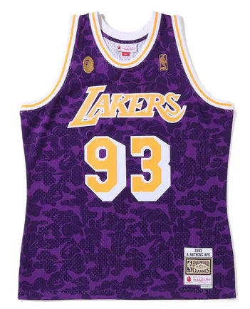 Massness NBA x Bape T-shirt Los Angeles Lakers 93 Jersey Tees