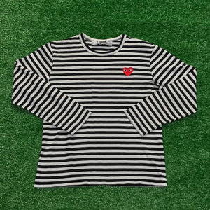 CDG Play "Striped Heart" L/S T-Shirt